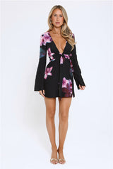 Twilight Bloom Dream Long Sleeve Mini Dress Floral