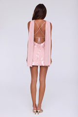 Flirty Floral Embrace Open Back Mini Dress Pink