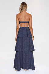 Frost Flare Strapless Maxi Dress Navy