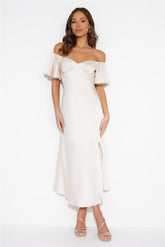 Romance In The Air Satin Midi Dress Ivory