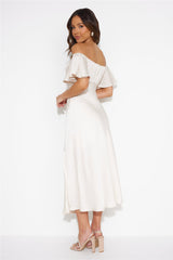 Romance In The Air Satin Midi Dress Ivory