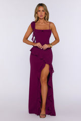 Fluttering Petals Maxi Dress Berry