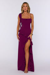 Fluttering Petals Maxi Dress Berry
