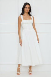 Luxe Serene Midi Dress White