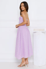 City Of Stars Strapless Embroidered Midi Dress Lilac