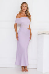 Velvet Sky Off Shoulder Mesh Maxi Dress Lilac