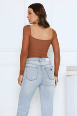 Decadent Style Mesh Long Sleeve Crop Top Brown
