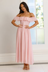 Twilight Sonata Off Shoulder Maxi Dress Pink