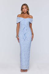 Sunshine Pop Off Shoulder Maxi Dress Blue