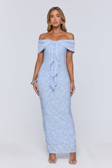 Sunshine Pop Off Shoulder Maxi Dress Blue