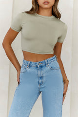 BASE The Baby Tee Crop Top Sage