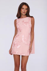 Flirty Floral Embrace Open Back Mini Dress Pink