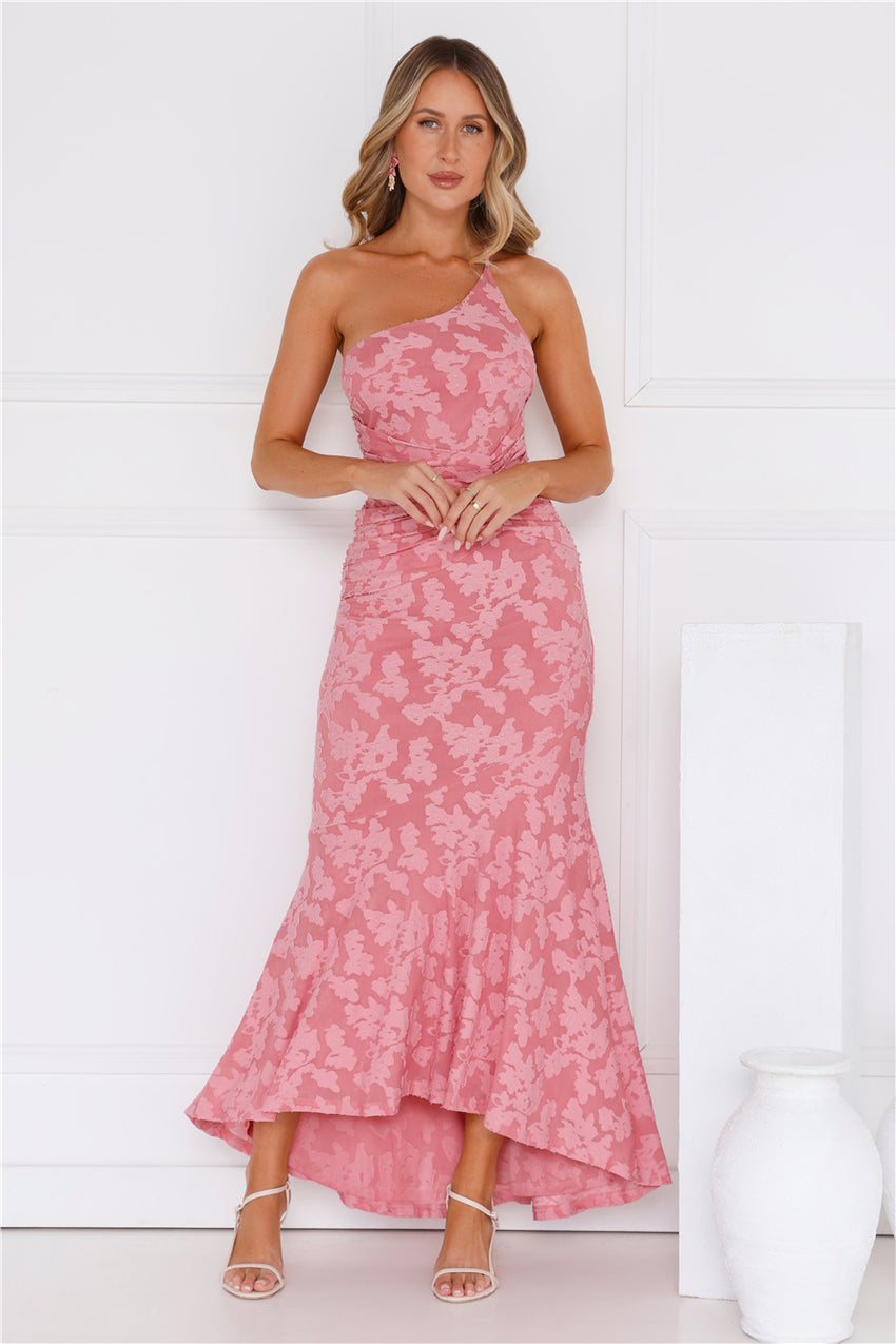 Someone Stylish One Shoulder Mesh Maxi Dress Plum
