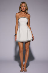 Well Dressed Tonight Embellished Strapless Mini Dress White
