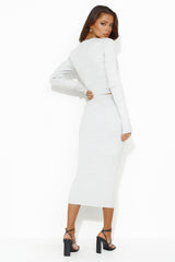 Heated Love Ribbed Midi Skirt Grey