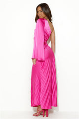 Land Of Beauty One Shoulder Maxi Dress Pink