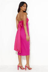Gift To Wrap Strapless Midi Dress Fuchsia