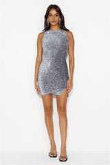 Moonglow Sequin Mini Dress Grey