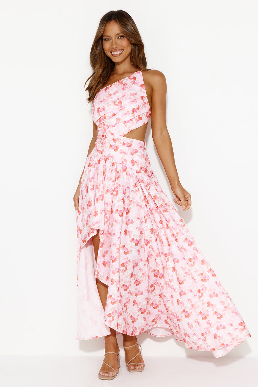 Rose Fields Midi Dress Pink