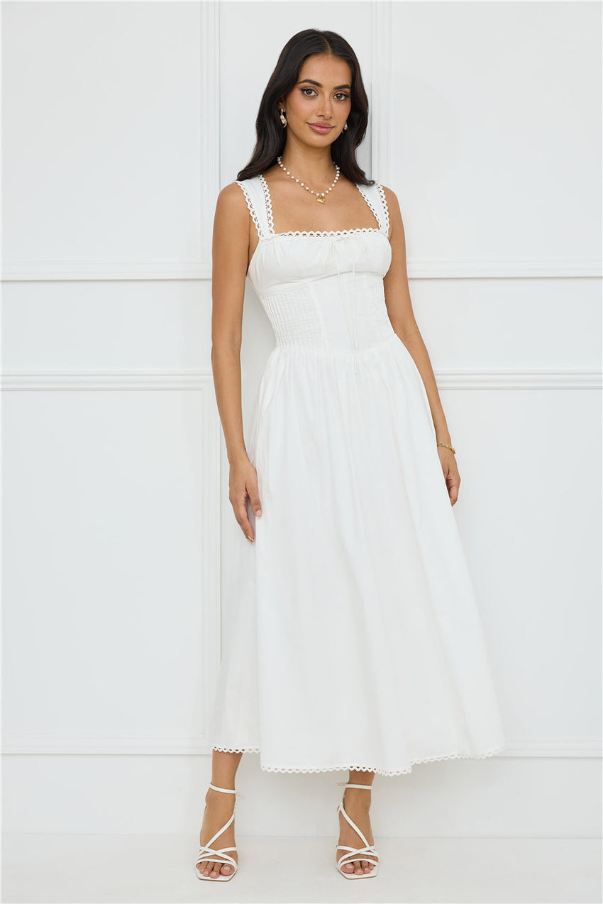 Luxe Serene Midi Dress White