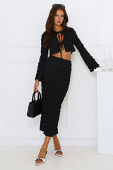 Whimsical Whirls Midi Skirt Black