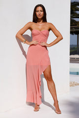 Attraction Style Strapless Maxi Dress Pink