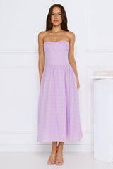City Of Stars Strapless Embroidered Midi Dress Lilac