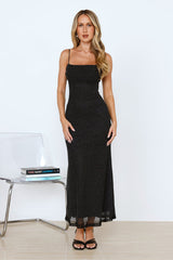 Elevated Status Embellished Mesh Maxi Dress Black