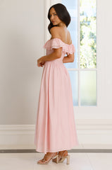 Twilight Sonata Off Shoulder Maxi Dress Pink