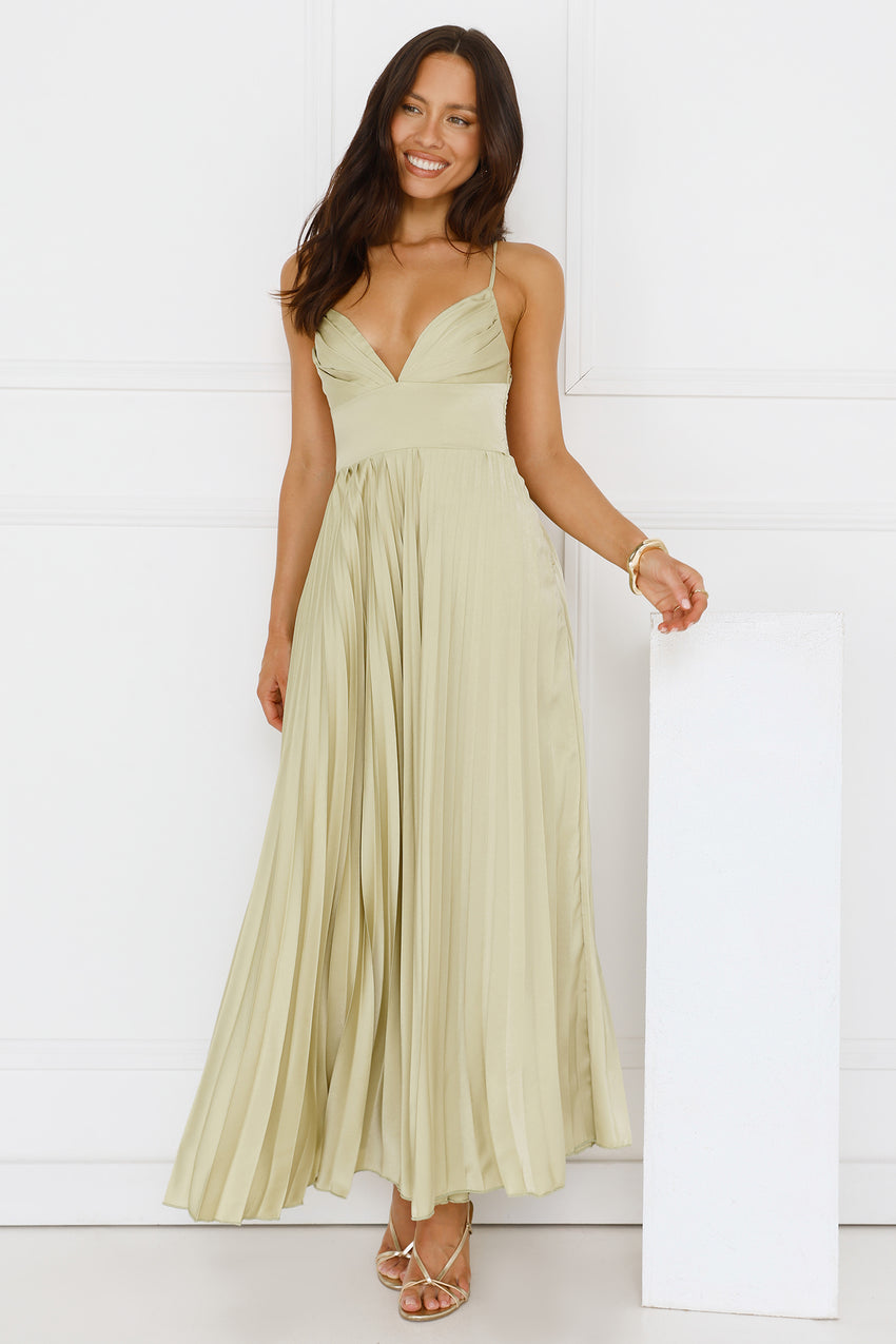 Exclusive Invite Satin Maxi Dress Lime