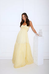 Unforgettable Style Strapless Maxi Dress Yellow