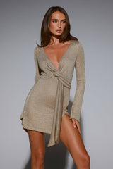 Aurora Luxe  Long Sleeve Mini Dress Gold