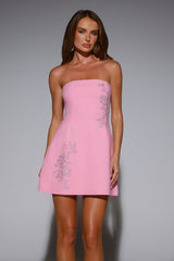 Graceful Spark Strapless Mini Dress Pink