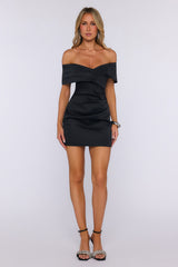 Fancy Night Out Off Shoulder Mini Dress Black