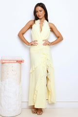 Saucy Secrets Halter Maxi Dress Yellow