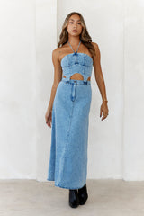 High-Definition Style Midi Skirt Denim