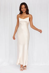 The Samara Satin Maxi Dress Pearl