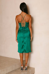 Fierce Desire Satin Dress Green