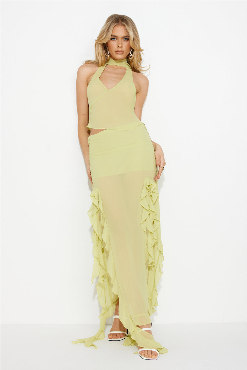 LIONESS Rendezvous Skirt Lime