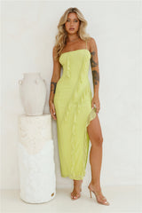 Gleaming Days Mesh Frill Maxi Dress Lime